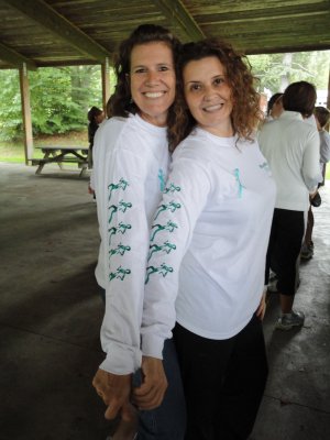 Ovarian Cancer Awareness Walk in Bradford with organizers Claudia Caminite (L) and Samila Sosic (R).